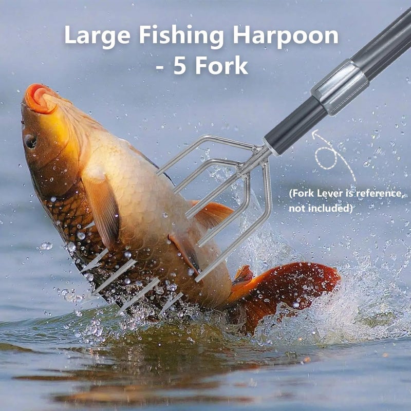 Dutiplus Large Fishing Harpoon 1~11 Prong Barded Stainless Steel Hunting Fish Gig Gaff Fork Hook with 8mm Screw for Catching Big Fish Mole Big Bullfrog - Image 2
